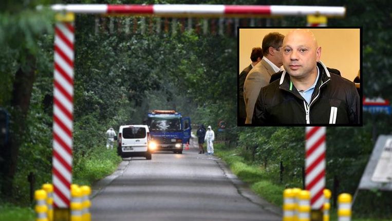 Sporenonderzoek net na de liquidatie in Opglabbeek. (archieffoto 27 augustus 2015). Inzet: de doodgeschoten Silvio Aquino (41). Beeld belga - photo news