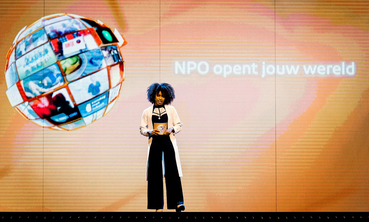 Eva Cleven tijdens de presentatie van de plannen van het televisieseizoen 2016-2017 van de Nederlandse Publieke Omroep. Beeld anp