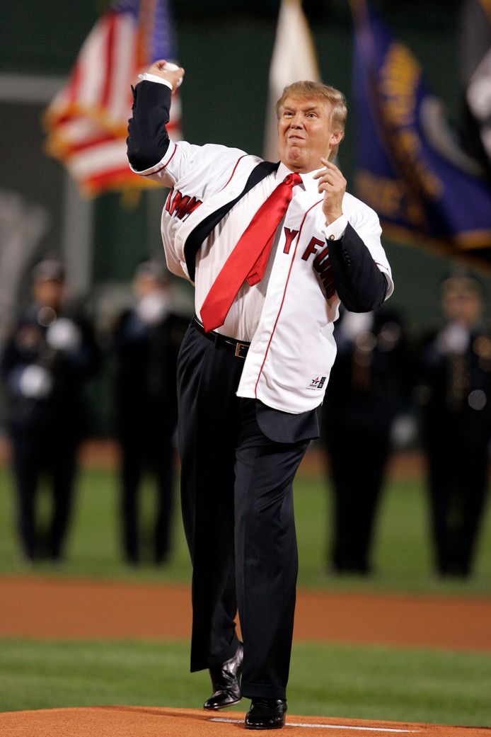 Trump in 2006 bij Red Sox-Yankees.