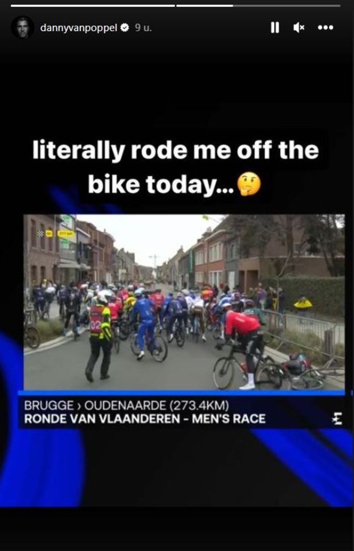 "Letterlijk van mijn fiets gereden vandaag", schreef Van Poppel op Instagram.