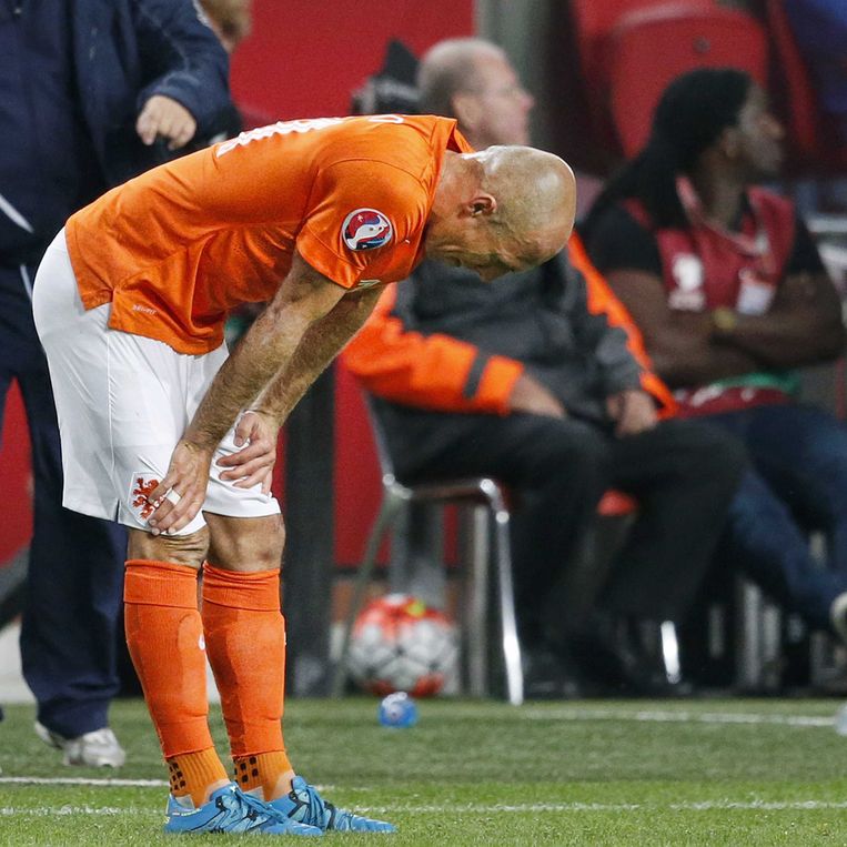 Arjen Robben tijdens de wedstrijd tegen IJsland. Beeld anp