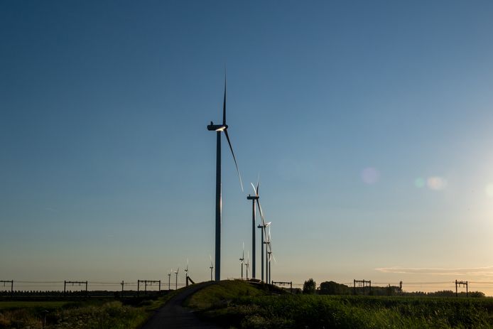 Een windmolenpark elders in Nederland.