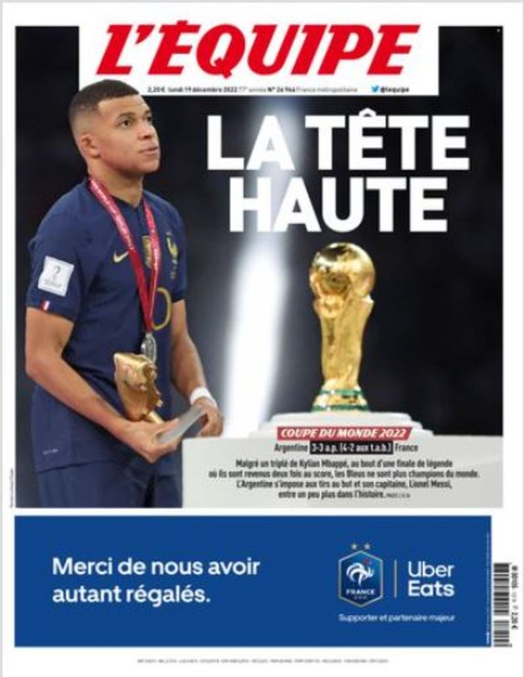 De cover van ‘L'Equipe’. Beeld L'Equipe