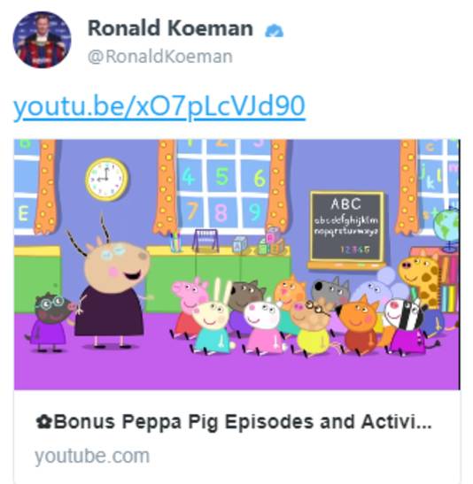 De tweet van Ronald Koeman.