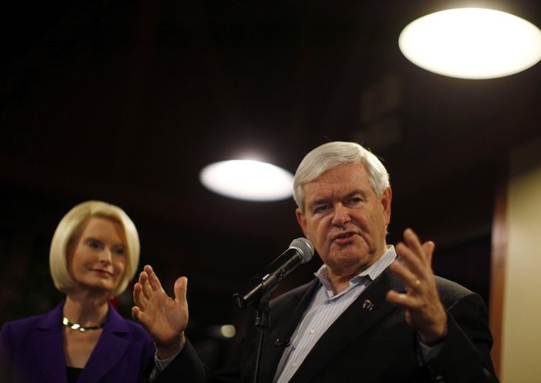 Newt Gingrich heeft het moeilijk. Beeld reuters