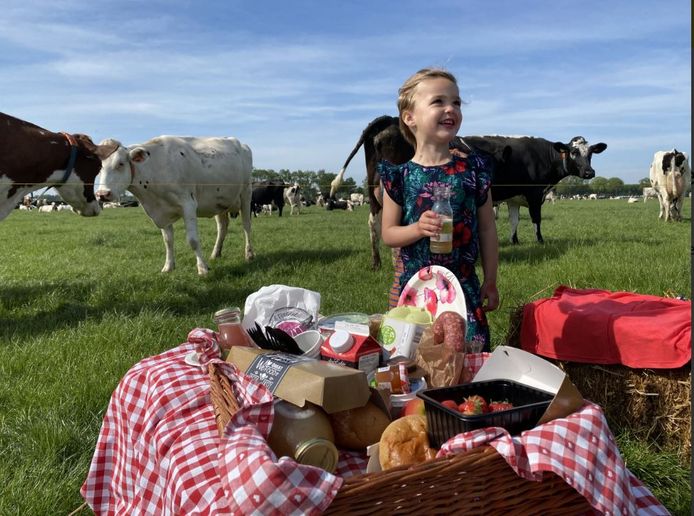 Een indruk van de picknickmand van de eerste Boerenpicknick. De route kan met de fiets of de auto worden gereden.