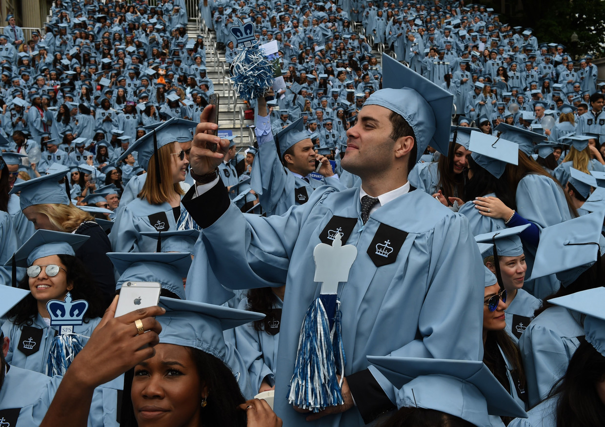 Diploma-uitreiking aan de Columbia University in New York. Beeld AFP