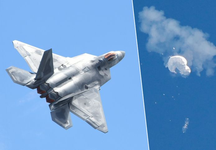 Een Amerikaans F-22-gevechtsvliegtuig mikte zaterdagavond met een welgemikte raket de omstreden Chinese spionageballon uit de lucht.