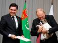 Gourbangouly Berdymoukhamedov avec Vladimir Poutine (Sotchi, Russie, 11 octobre 2017)