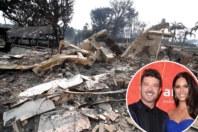 Het huis van zanger Robin Thicke is tot de grond toe afgebrand in de bosbranden die nu in de staat Californië woeden. Thicke, zijn zwangere vriendin April Love Geary en hun kinderen wisten nog net te ontsnappen aan de vuurzee.