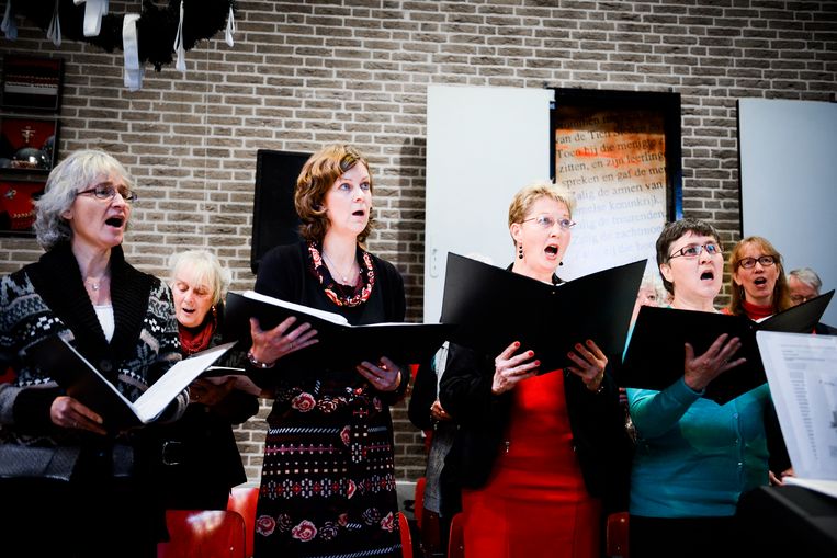 Top 2000-viering, eind december 2014, in de Oecumenische kerk De Lichtboog in Almere. Beeld Hollandse Hoogte / Bram Petraeus