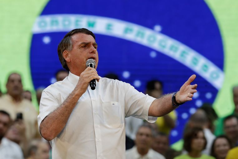 Bolsonaro lanceerde zijn campagne gisteren in Rio de Janeiro. Beeld AP