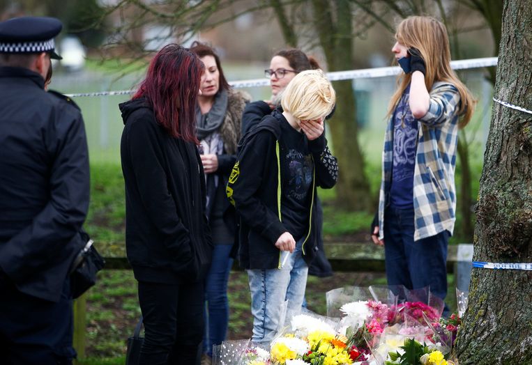 De plek bij de Saint Neots speeltuin in Harold Hill, oost-Londen, waar de 17-jarige Jodie Chesney werd doodgestoken.  Beeld REUTERS