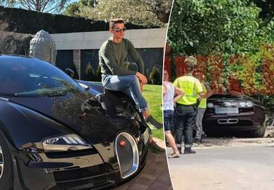 Medewerker van Cristiano Ronaldo knalt met diens peperdure Bugatti tegen muur op Mallorca