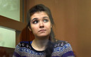 Varvara Karaoulova dans le box des accusés lors de son procès à Moscou.