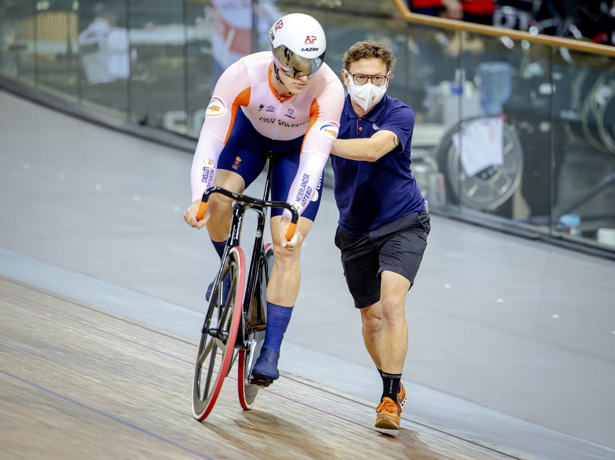René Wolff met topsprinter Jeffrey Hoogland.