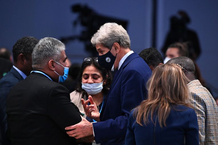 John Kerry, de speciale gezant van de VS, tijdens de allerlaatste onderhandelingen. Beeld Getty Images
