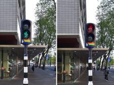 ‘Pride verkeerslichten’ op de Meent ter gelegenheid van Rotterdam Pride 