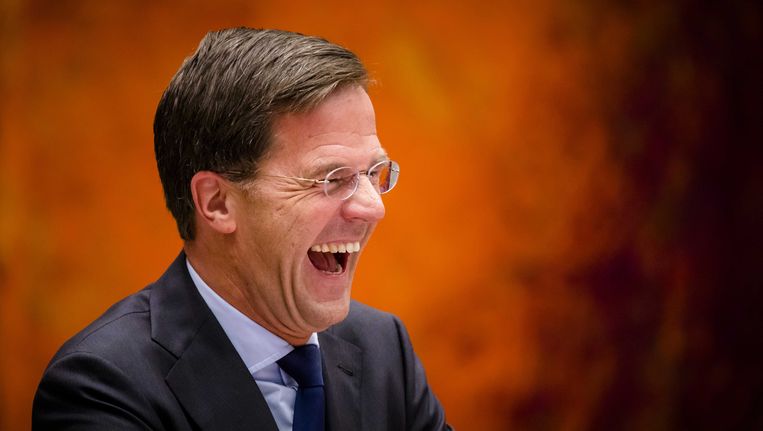 Premier Mark Rutte tijdens het debat in de Tweede Kamer over de regeringsverklaring. Beeld anp