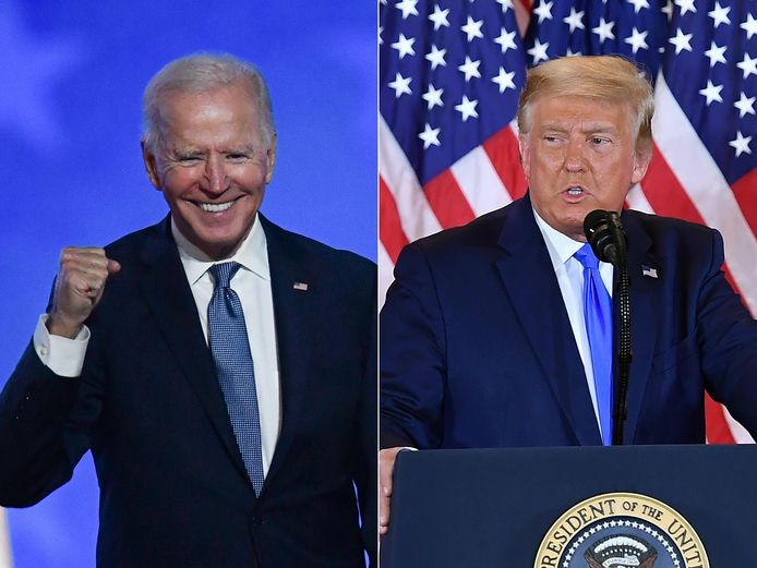 Amerikaans president Joe Biden en zijn voorganger Donald Trump.