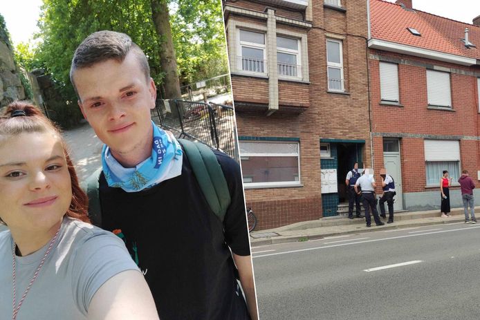 Brandon Dewulf (24) hier links op de foto met zijn vriendin Kira Sergeys. Hij lag twee dagen dood in zijn appartement, rechts op de foto.