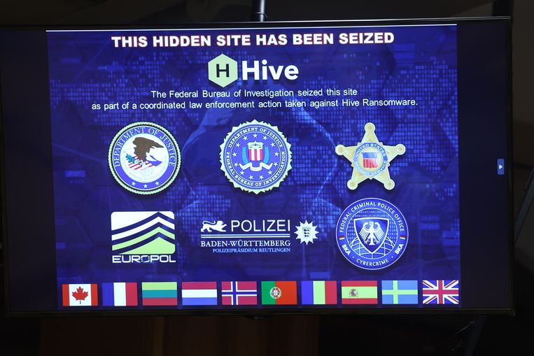 Een beeld van een door de politie gekaapte gijzelwebsite. Beeld Getty Images