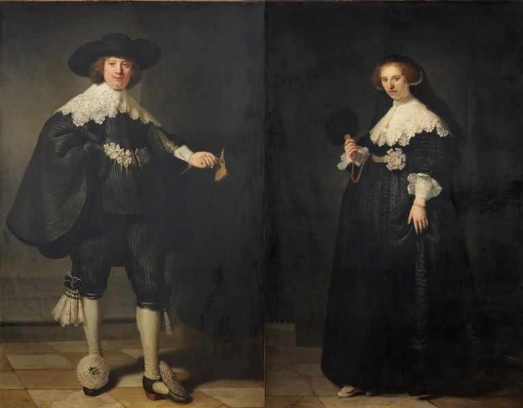 De huwelijksportretten van Maerten Soolmans en Oopjen Coppit die Rembrandt van Rijn in 1634 schilderde. Beeld anp