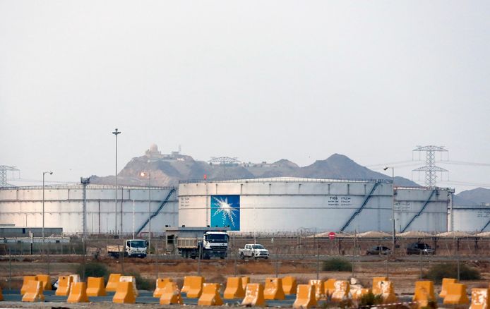 Een opslagplaats voor olie van het Saoedische energieconcern Aramco.