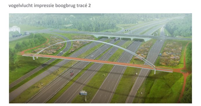 Impressie van de nieuwe fietsbrug over de A2/N2, parallel aan de Anthony Fokkerweg
