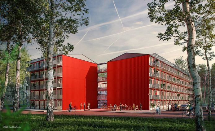 Impressie van nieuwe woonconcepten die het kamertekort in Enschede moeten oplossen.