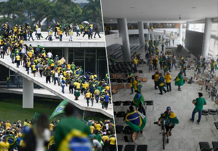 Aanhangers ex-president Bolsonaro bestormen Braziliaans parlement, presidentieel paleis en Hooggerechtshof.