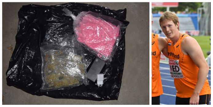 Topsprinter Roelf Bouwmeester (21) kwam met het Nederlandse mannenteam in 2017 uit op het EK Landenteams op de 4x100 meter. Foto links: een deel van de op Sziget in beslag genomen drugs.