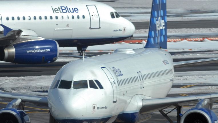 JetBlue-toestellen op JFK Airport in New York. Beeld ap