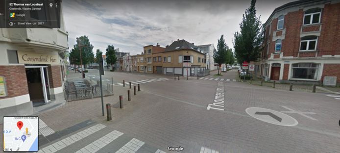 Het ongeval gebeurde op dit kruispunt in de Oostendse Vuurtorenwijk.