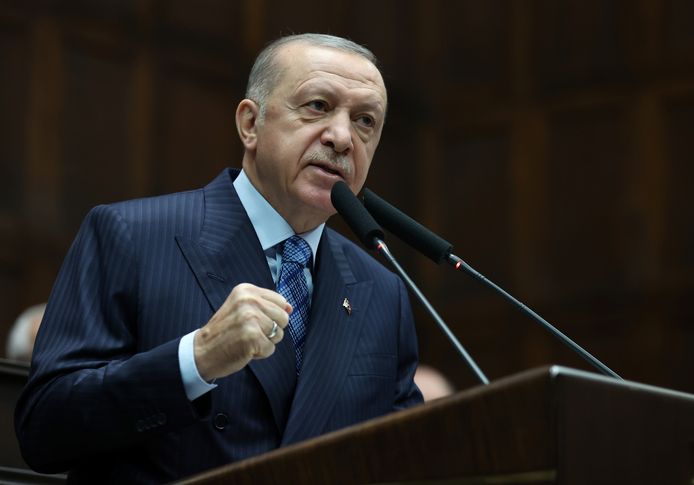 President Recep Tayyip Erdogan tijdens een toespraak.
