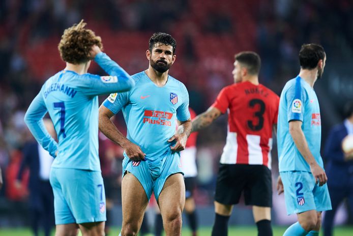 Teleurstelling bij Diego Costa en Griezmann na het verlies in Bilbao.