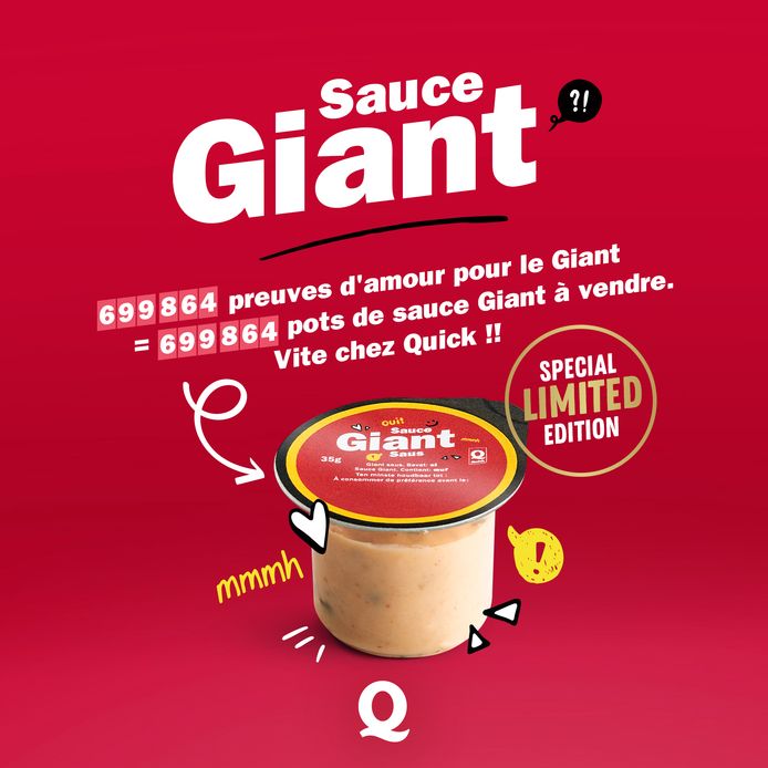 Pour Ses 50 Ans Quick Vend Pour La Premiere Fois Des Pots Individuels De Sauce Giant Manger 7sur7 Be
