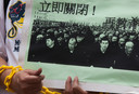 Een protest tegen de behandeling van de Oeigoeren in China.