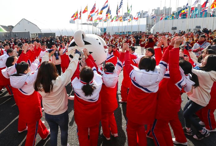Noord-Koreaanse atleten in het Olympische dorp in Zuid-Korea.