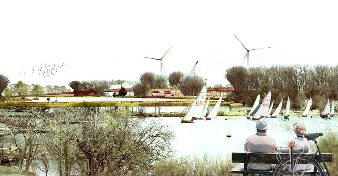 Een beeld van de vijvers in het toekomstige Ringpark Noordkasteel.