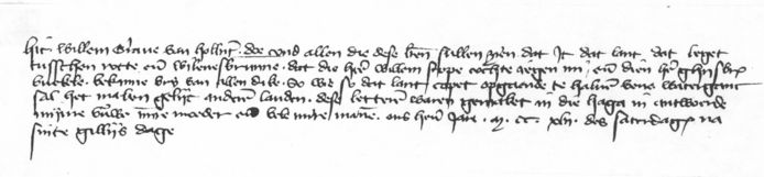 De tekst uit de oorkonde van de graaf in 1242.