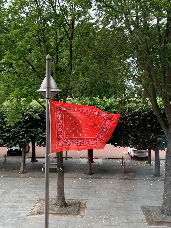 Op veel plekken in Reusel-De Mieren hangen nog altijd rode (boerenzakdoek)vlaggen van het boerenprotest. Deze foto is afkomstig van de Facebookpagina van de gemeente Reusel-De Mierden.