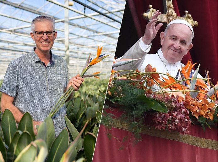 De Paradijsvogelbloemen van Roland  lagen op het balkon bij de Paus tijdens de paasviering in 2019