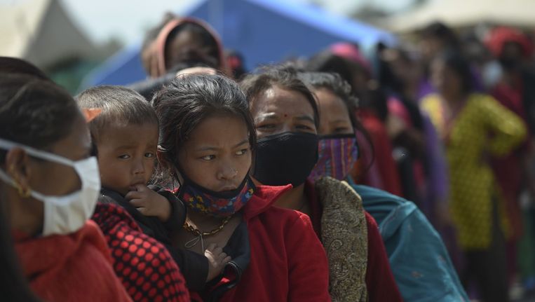 Een opvangkamp in Kathmandu. Beeld afp