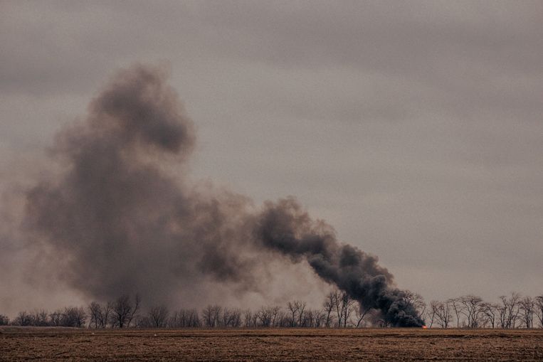 A Ukrainian position damaged by a Russian attack near Bachmut.  Image NYT