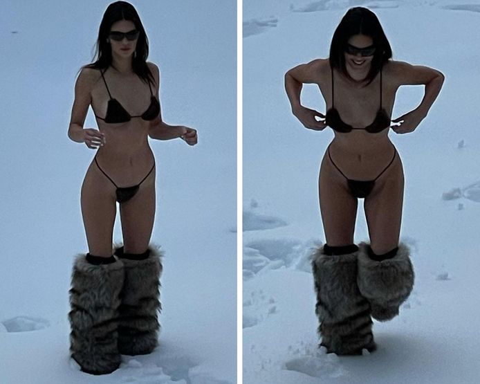 La jeune top-model a partagé sur Instagram un cliché étonnant où elle pose en maillot de bain deux pièces dans la neige.