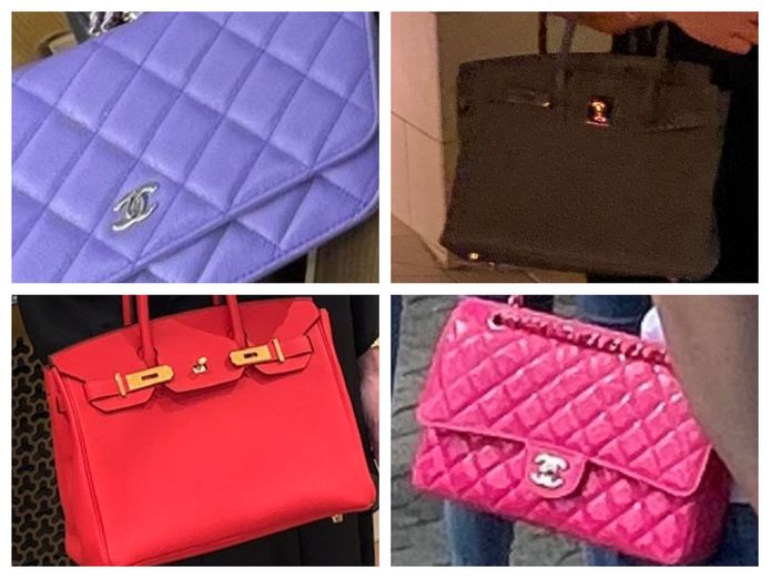 Vier van de tassen die gestolen zijn uit het huis in Vleuten.