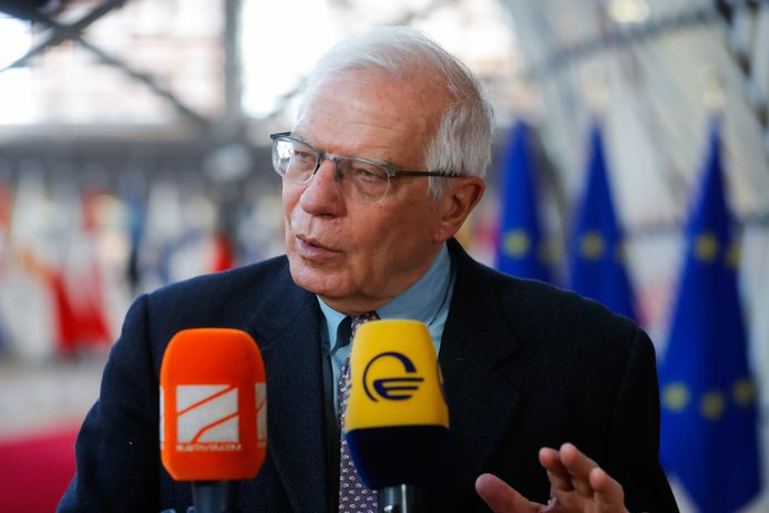 De hoge vertegenwoordiger van het Europees buitenlands beleid Josep Borrell vandaag in Brussel.