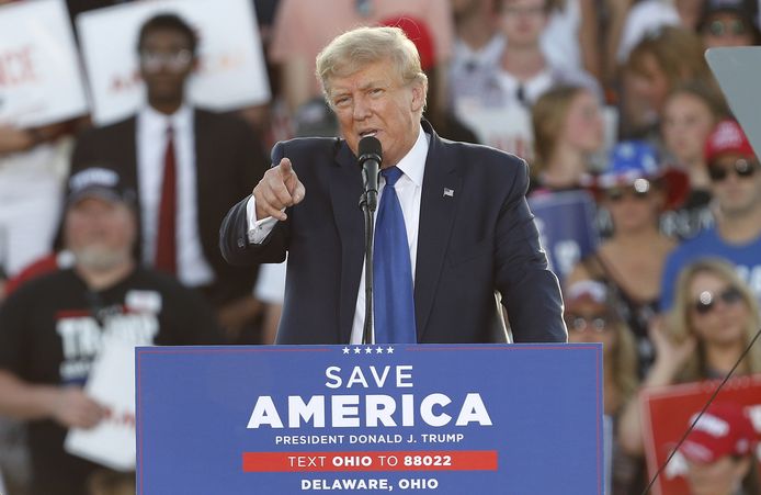 De voormalige president van de Verenigde Staten Donald Trump tijdens een bijeenkomst in Ohio afgelopen weekend.