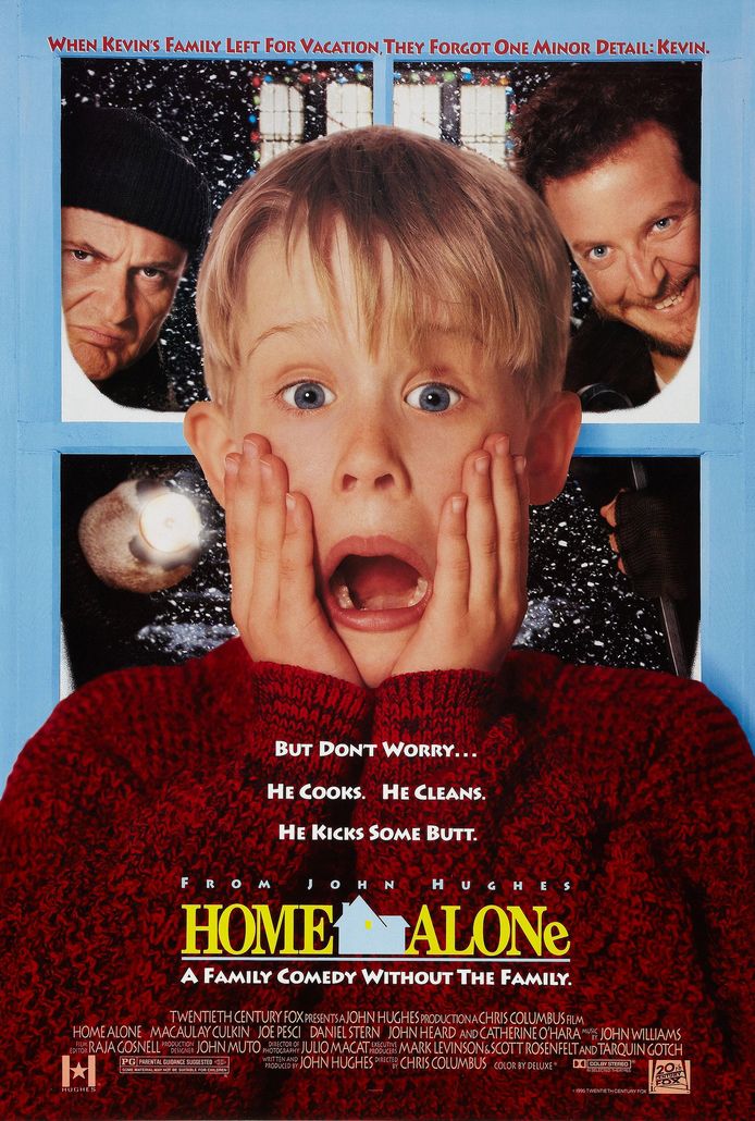 De 'Home Alone' poster waarop Macaulay zijn beroemde geschrokken pose aanneemt.